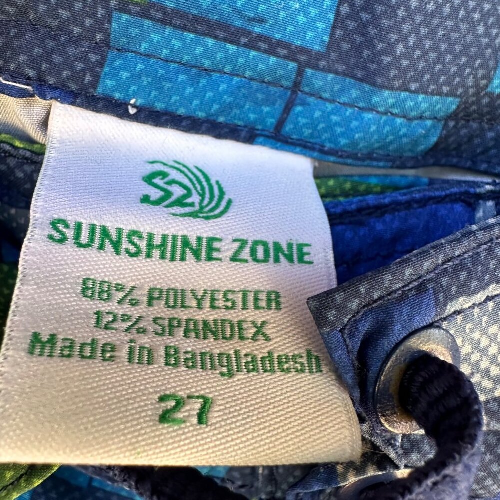 Sunshine Zone Blue Pixeled Men's Swim Trunks Shorts Size 27 - Picture 4 of 7